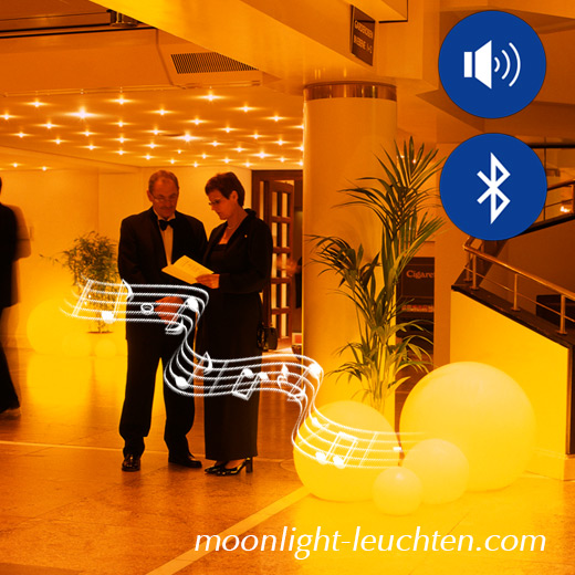 Moonlight Bluetooth Soundleuchten geben die Musik 360° in perfektem Klang wieder.
